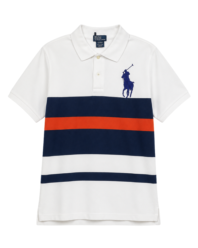 Polo Ralph Lauren White Striped Big Pony Polo Shirt