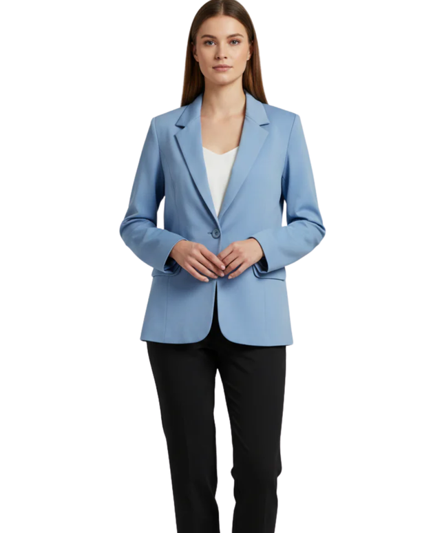 Splash Light Blue Tailored Single-Button Blazer