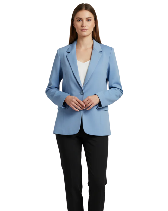 Splash Light Blue Tailored Single-Button Blazer
