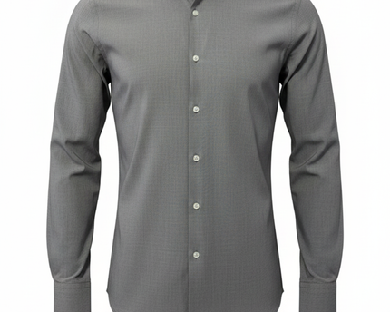 BOSS Hugo Boss Grey Slim Fit Micro-Pattern Italian Fabric Dress Shirt