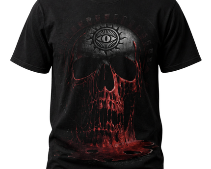 Spiral Black Horror Skull & Bleeding Eye Gothic Graphic Tee
