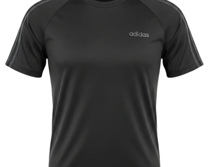 Adidas Black Three Stripes Sports T-Shirt