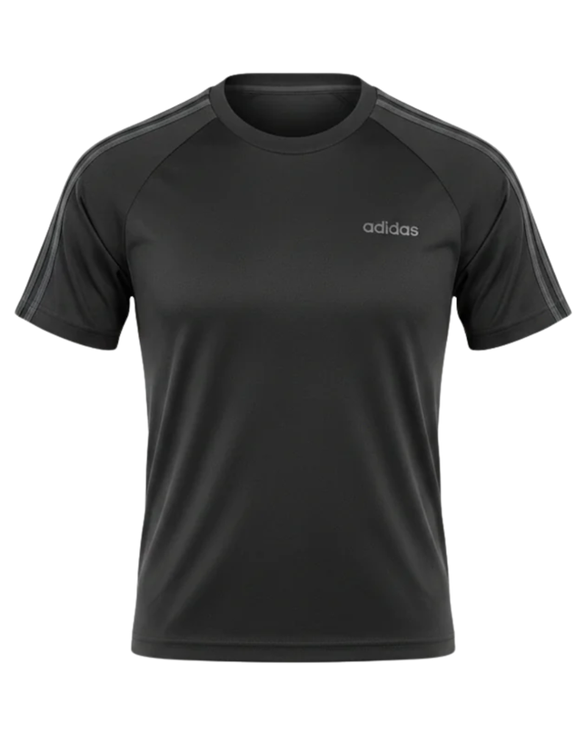 Adidas Black Three Stripes Sports T-Shirt