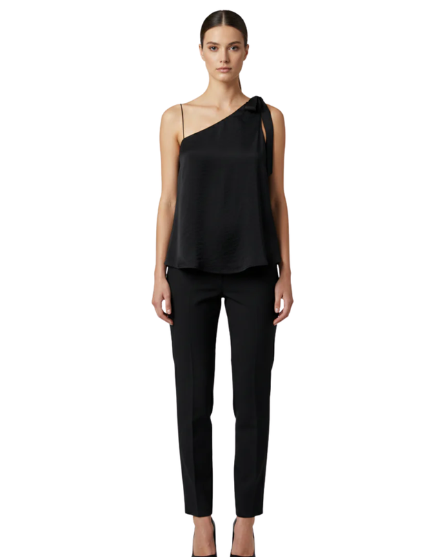 Bar III Black One-Shoulder Tie-Detail Top