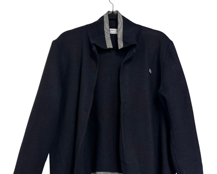 Burberry Black Vintage Knit Cardigan with Striped Trim