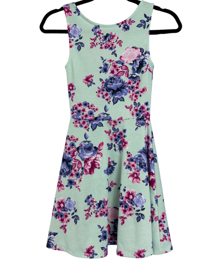 H&M Divided Mint Green Floral Sleeveless Skater Dress