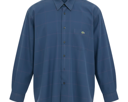 Lacoste Blue Grid Pattern Long-Sleeve Shirt