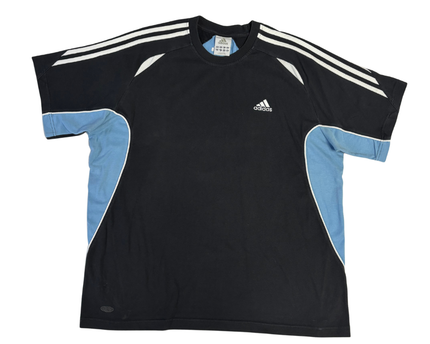 Adidas Black & Light Blue Three-Stripe Sports T-Shirt