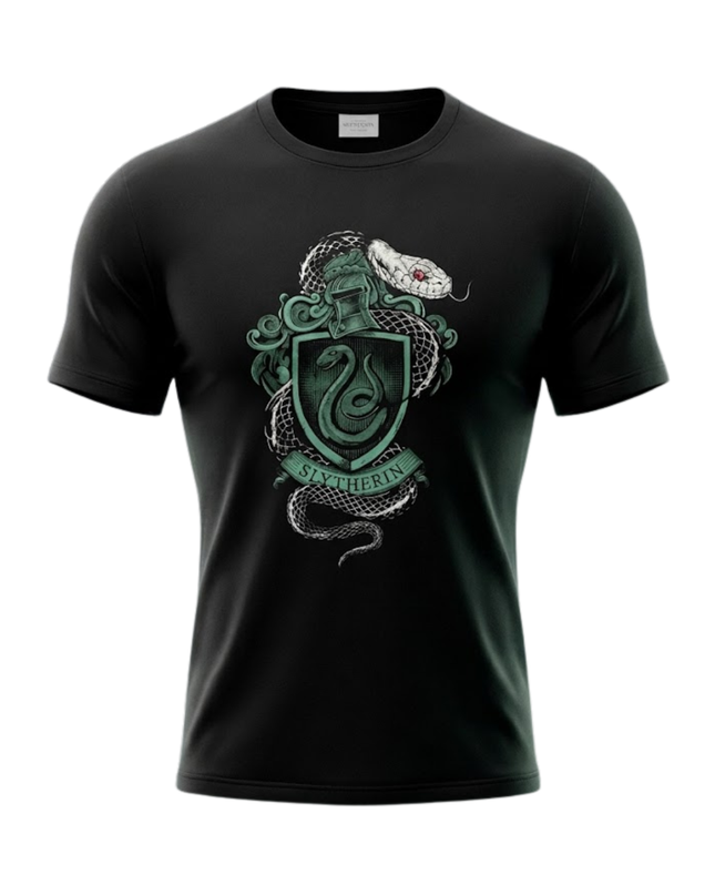 Harry Potter Black Slytherin Crest Graphic Tee