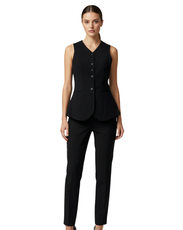 H&M Divided Black Fitted Longline Waistcoat