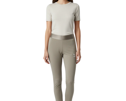 Puma Taupe Tie-Ankle Logo Leggings