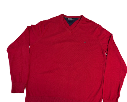 Tommy Hilfiger Red V-Neck Pima Cotton Cashmere Sweater