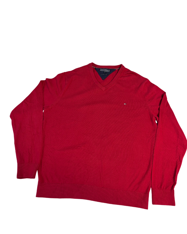 Tommy Hilfiger Red V-Neck Pima Cotton Cashmere Sweater
