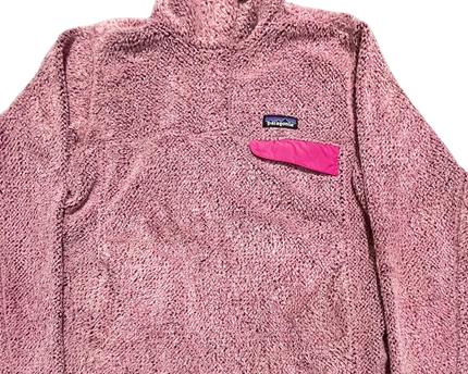 Patagonia Pink High-Pile Fleece Snap-T Pullover Sweatshirt