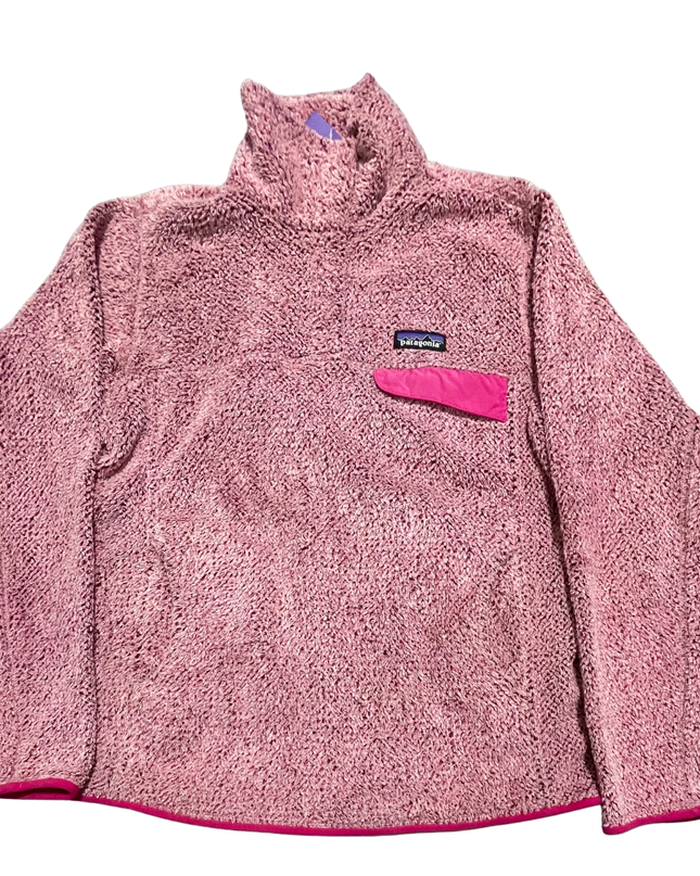 Patagonia Pink High-Pile Fleece Snap-T Pullover Sweatshirt