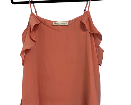 Abercrombie & Fitch Coral Ruffle Strap V-Neck Cami Top