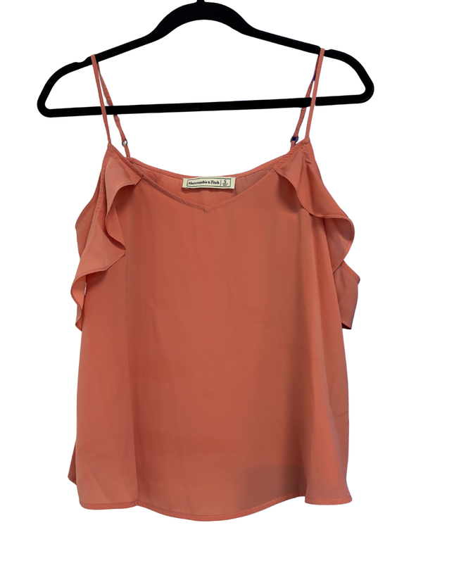 Abercrombie & Fitch Coral Ruffle Strap V-Neck Cami Top