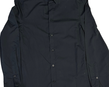 H&M Men's Black Slim Fit Easy Iron Button-Down Shirt