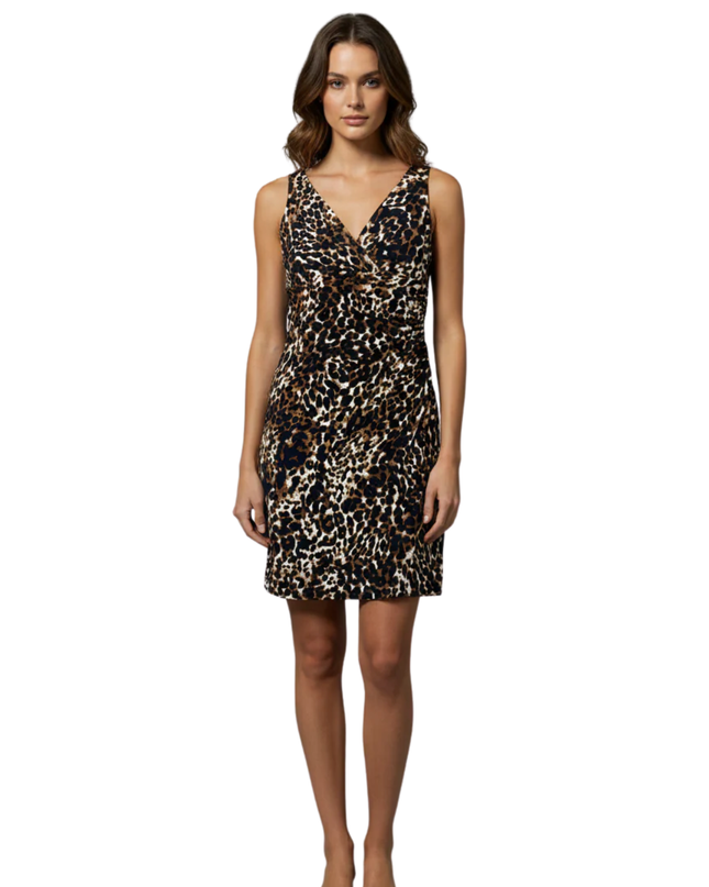 Lauren Ralph Lauren Leopard Print Sleeveless Ruched Dress