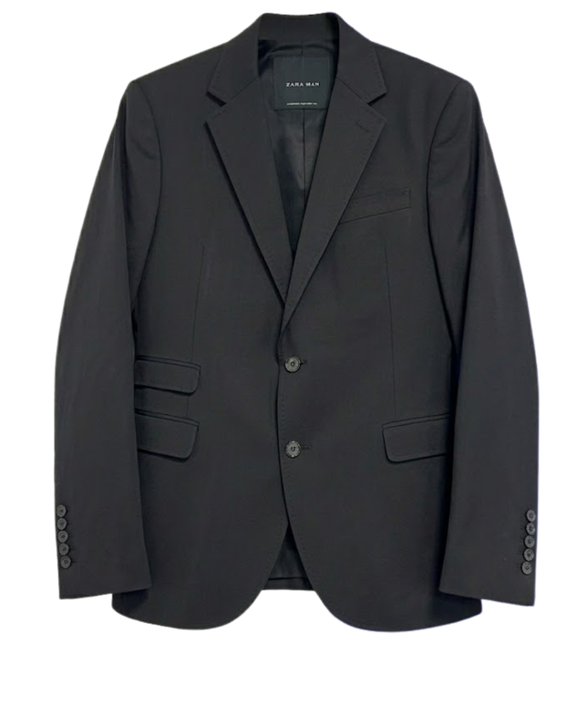 Zara Man Black Tag Wool Blend Tailored Blazer