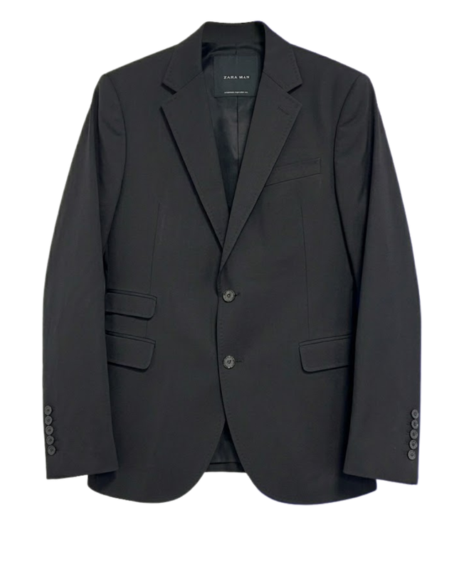 Zara Man Black Tag Wool Blend Tailored Blazer