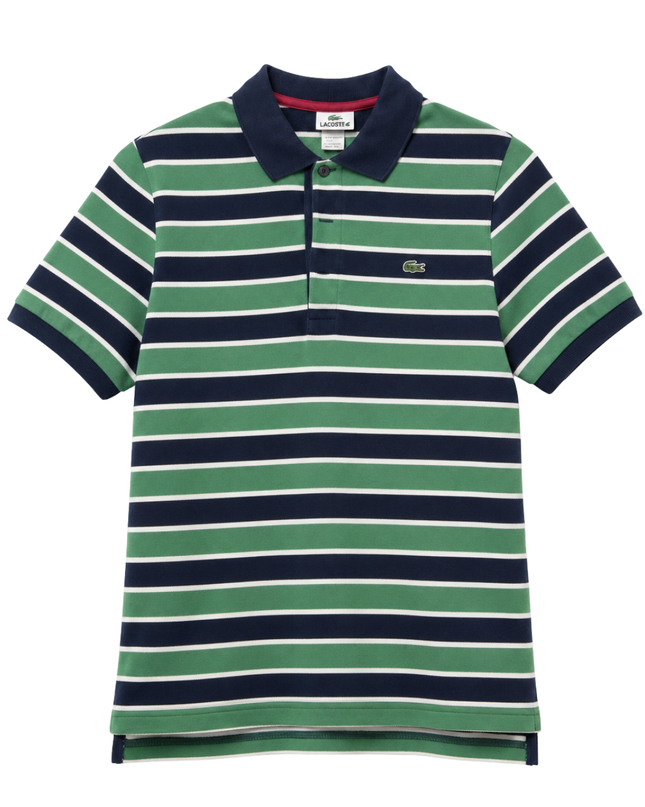 Lacoste Green/Navy Striped Polo Shirt