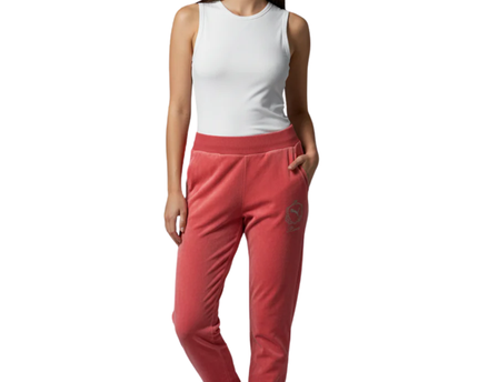 Puma Pink Velour Embroidered Crest Track Pants