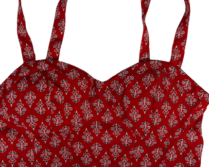 World of Gypsies Red Patterned Bustier Crop Top