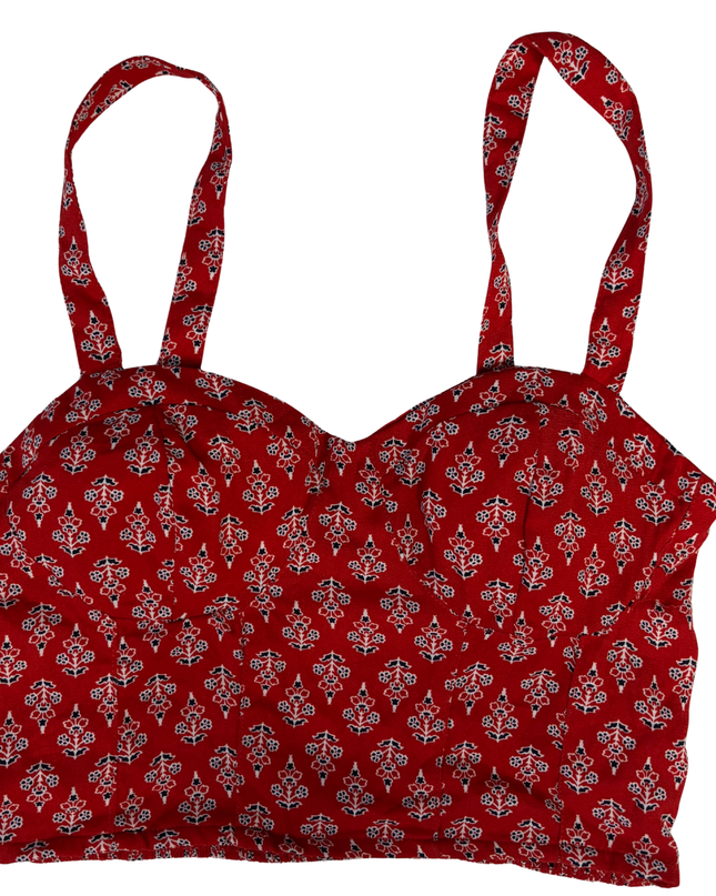 World of Gypsies Red Patterned Bustier Crop Top