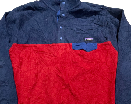 Patagonia Navy/Red Synchilla Snap-T Fleece Pullover Sweatshirt