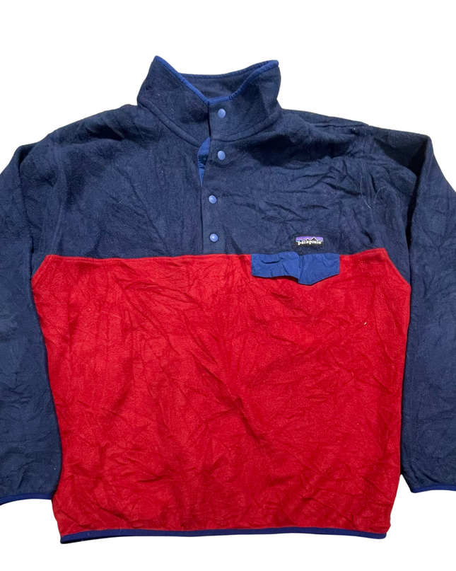 Patagonia Navy/Red Synchilla Snap-T Fleece Pullover Sweatshirt
