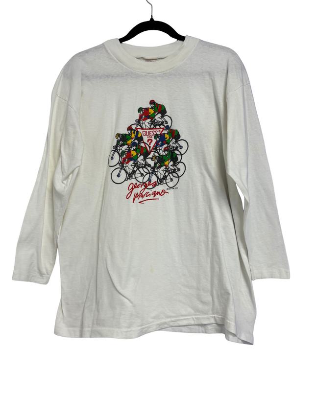 Vintage Guess Georges Marciano White Graphic Long Sleeve Tee