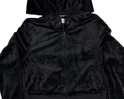Juicy Couture Black Velour Zip-Up Hoodie