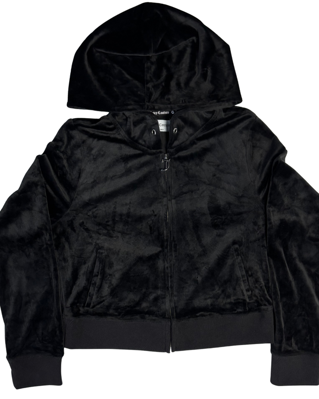 Juicy Couture Black Velour Zip-Up Hoodie