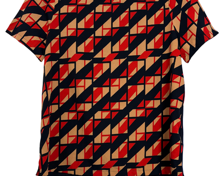 M&S Collection Red Mix Geometric Print Mixed-Media Top