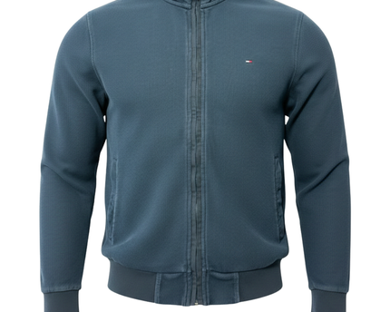 Tommy Hilfiger Navy Blue Full-Zip Ribbed Cotton Jacket
