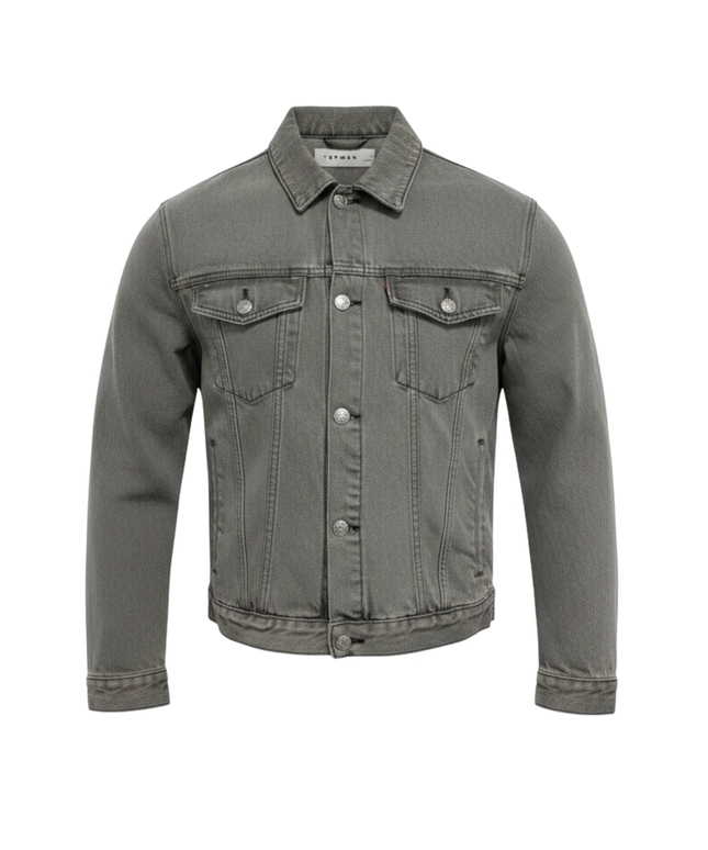Topman Grey Cotton Denim Jacket