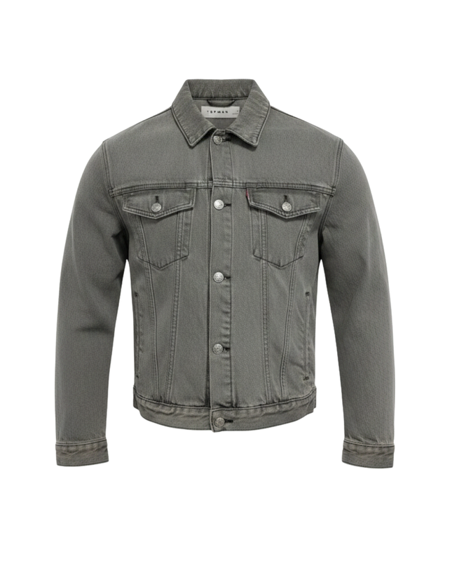 Topman Grey Cotton Denim Jacket