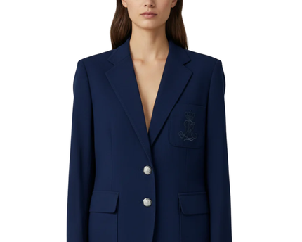 Ralph Lauren Navy Blue Crested Wool Blazer