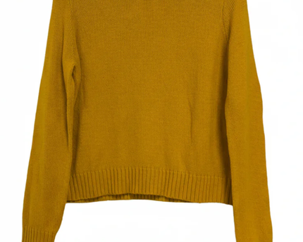 H&M Mustard Yellow Divided Crew Neck Knit Sweater