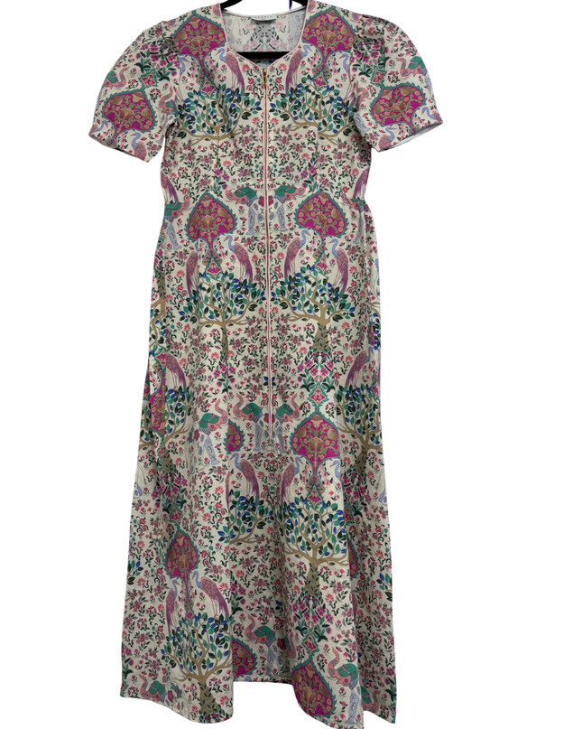 Sandro Multicolor Printed Linen-Blend Midi Dress