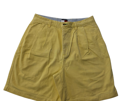 Tommy Hilfiger Yellow Pleated Cotton Chino Shorts