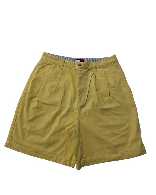 Tommy Hilfiger Yellow Pleated Cotton Chino Shorts
