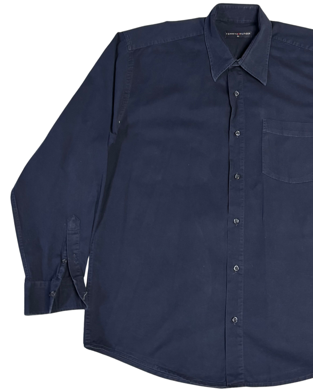 Tommy Hilfiger Classic Navy Blue Long Sleeve Button-Down Shirt