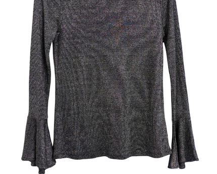 Michael Kors Black Metallic Shimmer Bell Sleeve Top