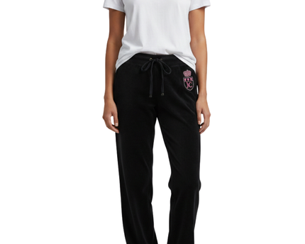 Juicy Couture Black Velour Crest Track Pants