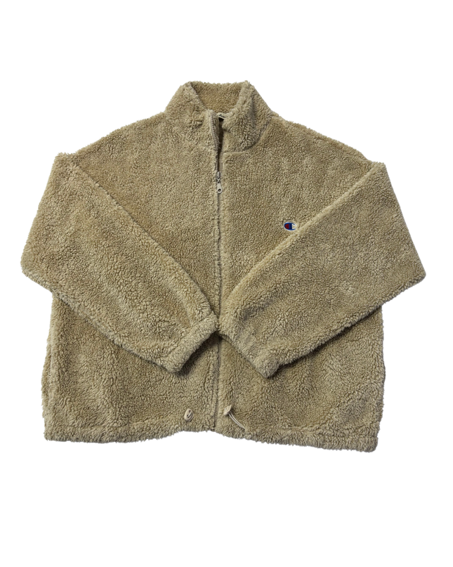 New Mission Beige Sherpa Fleece Zip-Up Jacket