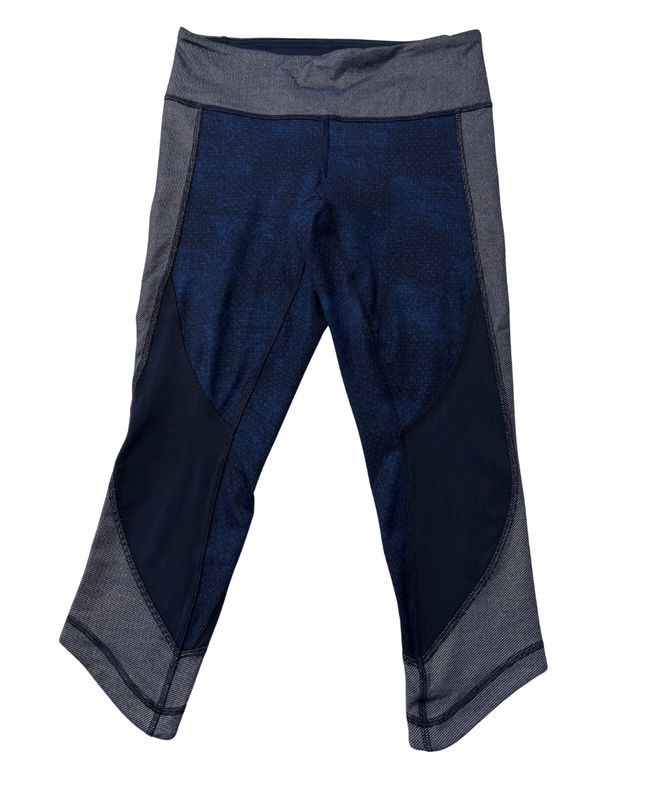 Lululemon Navy Blue/Grey Paneled Performance Cropped Leggings
