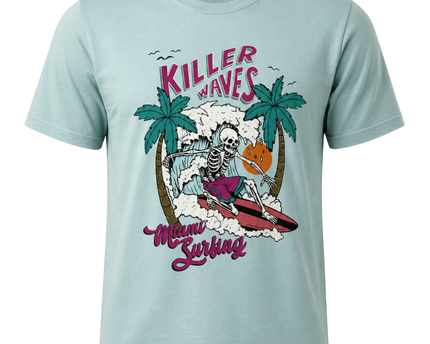 Jacamo Light Blue Miami Surfing Skeleton Graphic Tee