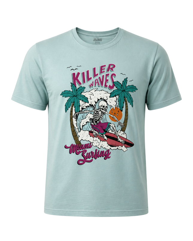 Jacamo Light Blue Miami Surfing Skeleton Graphic Tee